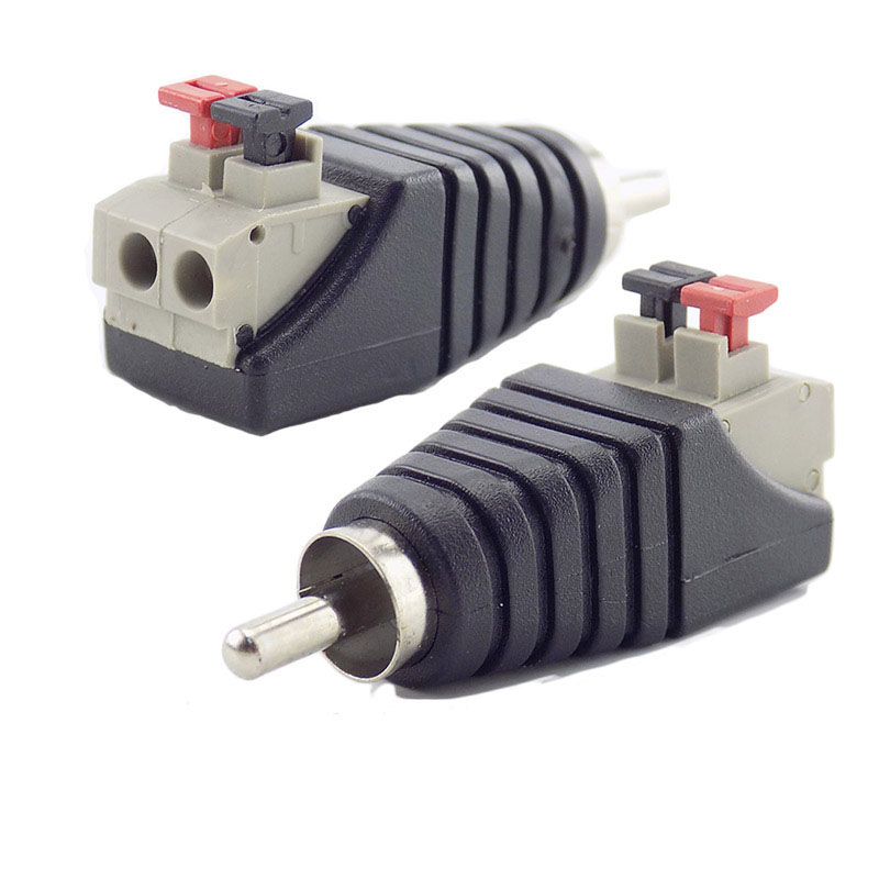 2PCS Speaker RCA Connector Universal Wire A/V Cable to Audio Female Male RCA Adapter Jack Press Plug Cabe for Audio Cable