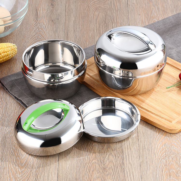 0.8ML Mini Stainless Steel Double Layer Round Bento Box Thermos Lunch Box Food Container Lunch Box For Kids Kitchen Food Box Container