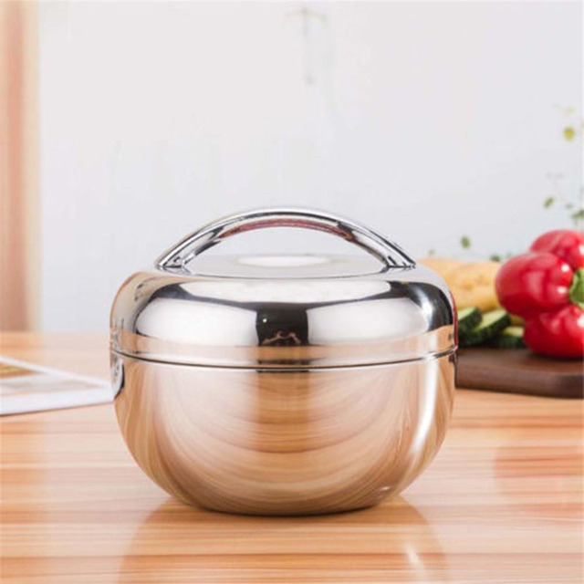 0.8ML Mini Stainless Steel Double Layer Round Bento Box Thermos Lunch Box Food Container Lunch Box For Kids Kitchen Food Box Container