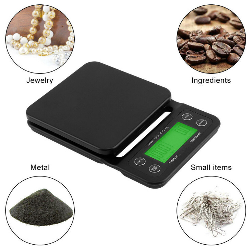 Precision Drip Coffee Scale With Timer Digital Kitchen Scale Electronic Portable 3kg 0.1g 5kg 0.1g Coffee Weighing Balance Tools