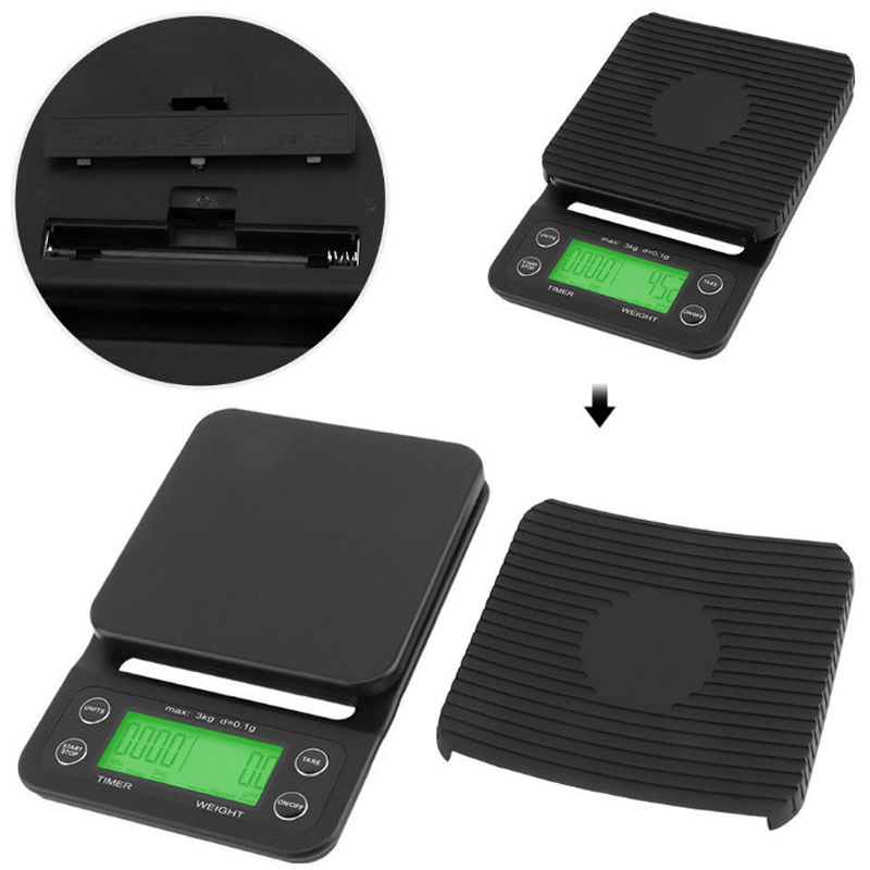 Precision Drip Coffee Scale With Timer Digital Kitchen Scale Electronic Portable 3kg 0.1g 5kg 0.1g Coffee Weighing Balance Tools