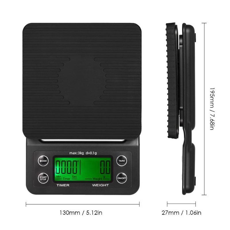 Precision Drip Coffee Scale With Timer Digital Kitchen Scale Electronic Portable 3kg 0.1g 5kg 0.1g Coffee Weighing Balance Tools