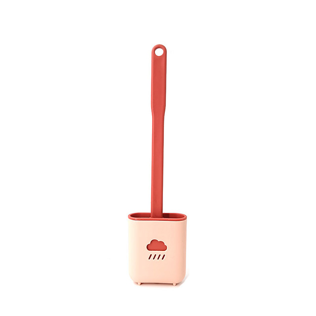 Silicone Toilet Brush Wc cleaner toilet brush with holder Flat Head Flexible Soft Bristles Brush Bathroom Accessory Gap Cleaning