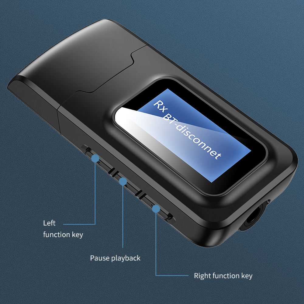 3.5mm AUX 5.0 Bluetooth Adapter Wireless LCD Display USB Bluetooth Receiver Music Audio Transmitter for PC TV Car Adaptador