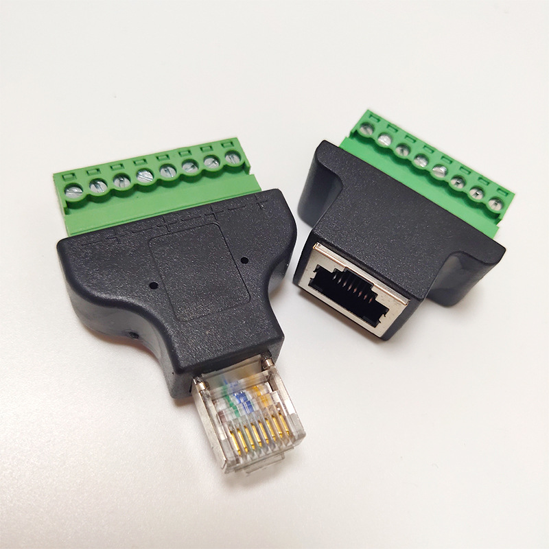 1pair rj45 to screw terminal Block 8p connector ethernet rj45 Male Female to 8 pin screw terminal network adapter cable for CCTV DVR