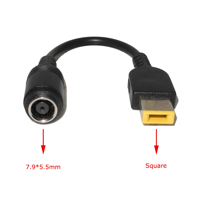 7.9 x 5.5mm to Square Pin Plug Converter DC Laptop Power Adapter Connector Cable Cord For Lenovo ThinkPad X1 Carbon Charger