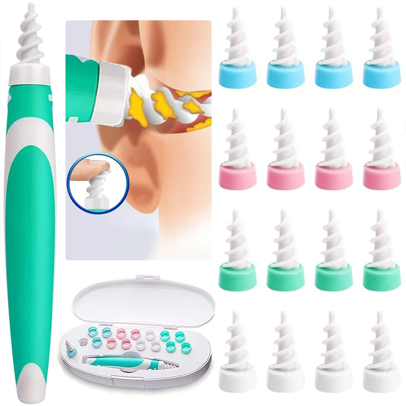 Ear Wax Removal Tool Soft Silicone Spiral Ear Cleaning 16 Replacement Heads Removal Ears Cleaner Plugs Spirals Care  ear pick Health Care