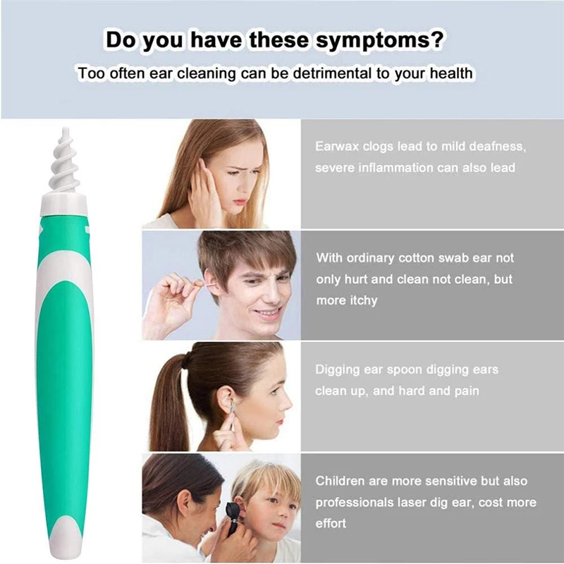 Ear Wax Removal Tool Soft Silicone Spiral Ear Cleaning 16 Replacement Heads Removal Ears Cleaner Plugs Spirals Care  ear pick Health Care
