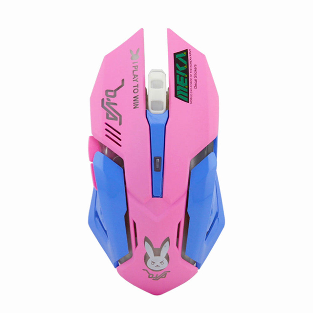 Pink Wireless Computer Gaming Mouse Rechargeable Optical Mice 2400 DPI Ergonomic USB Cute PC Gamer Office Mause For Girls Purple
