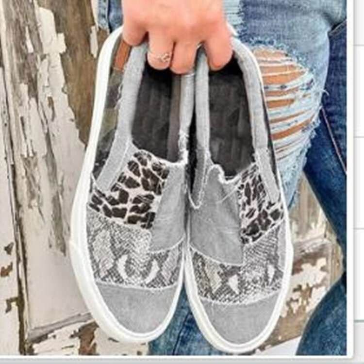 Women's Slip-on Slip-on Shoes Colorblock Large Size Casual Canvas Flats