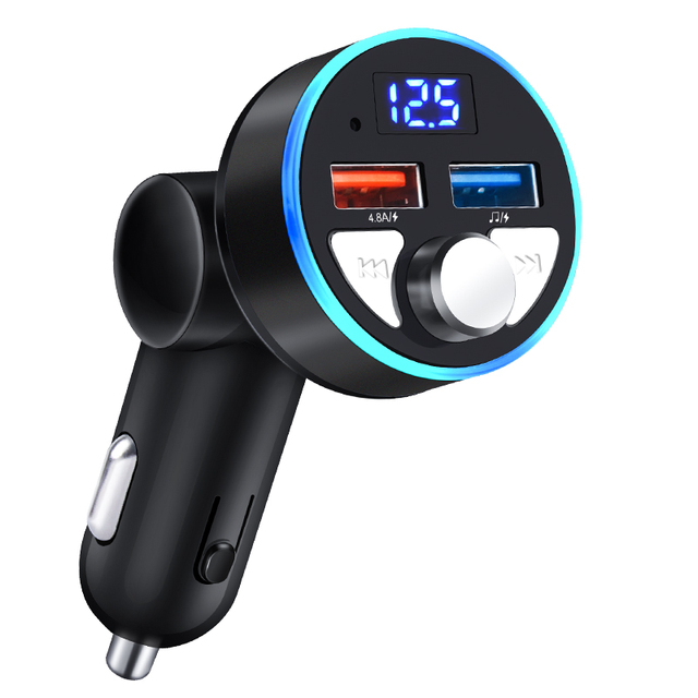 Car Charger Auto USB Cigarette Lighter Socket Bluetooth 5.0 FM Transmitter Handfree Support U Disk Music Play