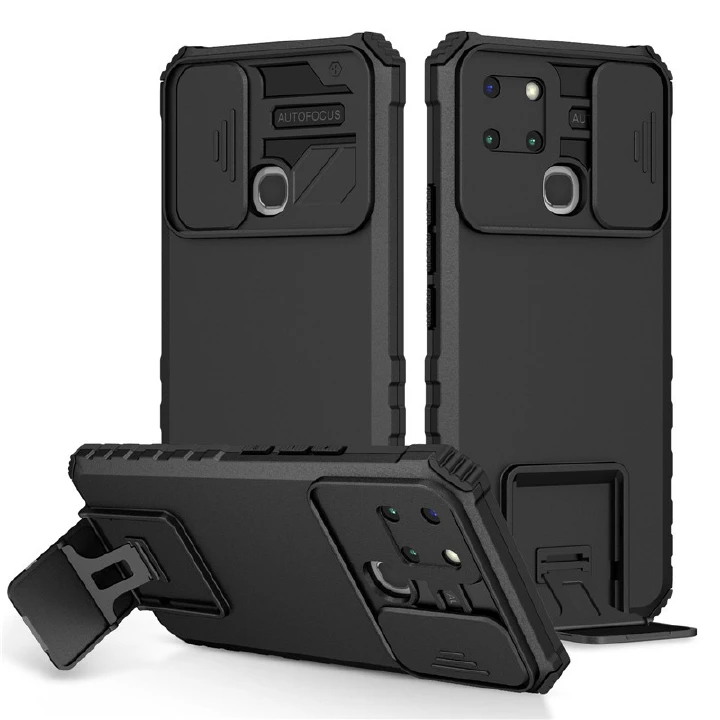 Luxury Slide Camera Lens Case For Infinix Note 11 10 Pro HOT 9 10 11 12 Play 10S 10i  Smart 4 5 6 Kickstand Shockproof Cover