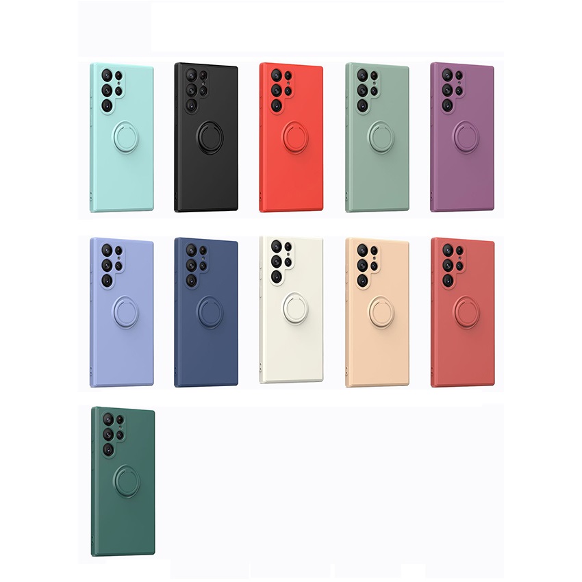 Phone Case For Samsung Galaxy S23 S22 S21 S20 Ultra Plus FE S10 Note 10 Lite M51 M31S Magnetic Ring Holder Soft Liquid Silicone Cover