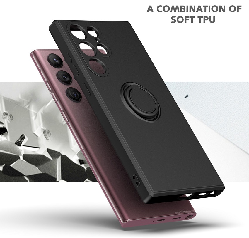 Phone Case For Samsung Galaxy S23 S22 S21 S20 Ultra Plus FE S10 Note 10 Lite M51 M31S Magnetic Ring Holder Soft Liquid Silicone Cover