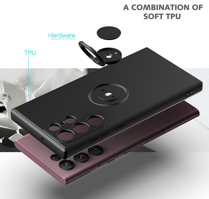 Phone Case For Samsung Galaxy S23 S22 S21 S20 Ultra Plus FE S10 Note 10 Lite M51 M31S Magnetic Ring Holder Soft Liquid Silicone Cover