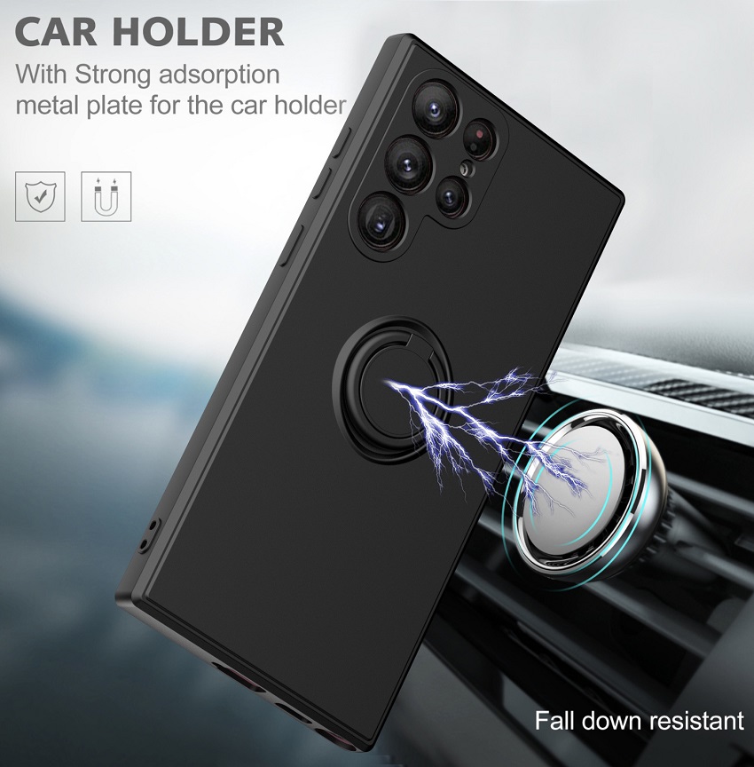 Phone Case For Samsung Galaxy S23 S22 S21 S20 Ultra Plus FE S10 Note 10 Lite M51 M31S Magnetic Ring Holder Soft Liquid Silicone Cover