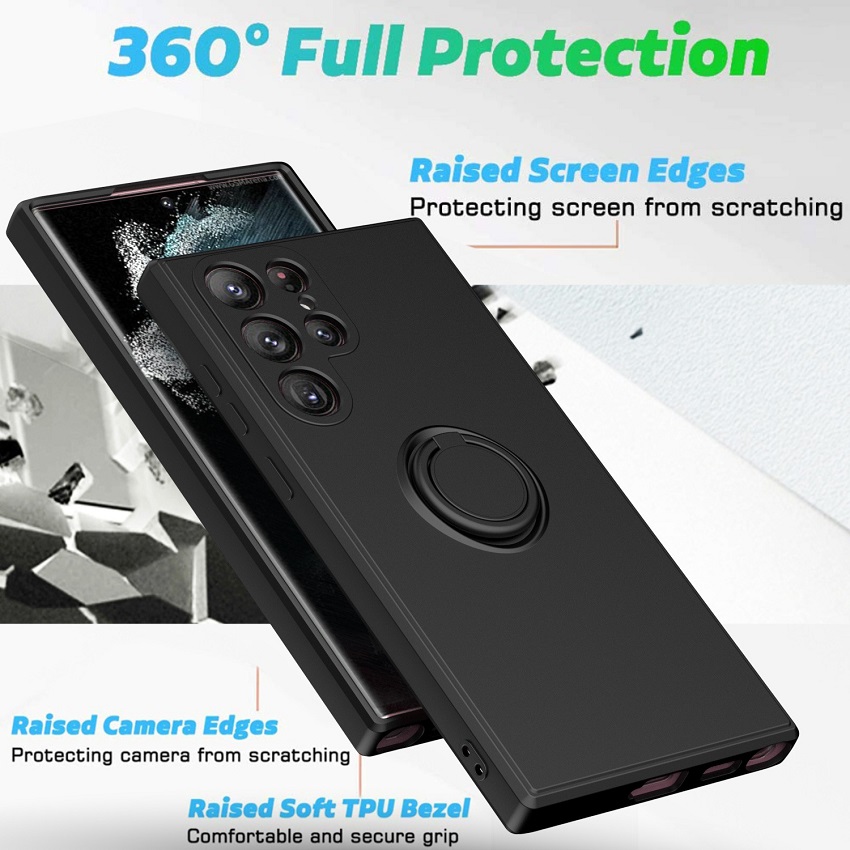 Phone Case For Samsung Galaxy S23 S22 S21 S20 Ultra Plus FE S10 Note 10 Lite M51 M31S Magnetic Ring Holder Soft Liquid Silicone Cover