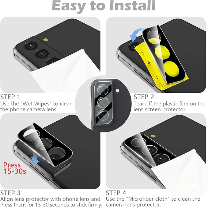 [3 pcs] For Samsung Galaxy S21 FE Camera Lens Protector, Ultra Thin Tempered Glass, Scratch Resistant HD Clear, Easy to Install