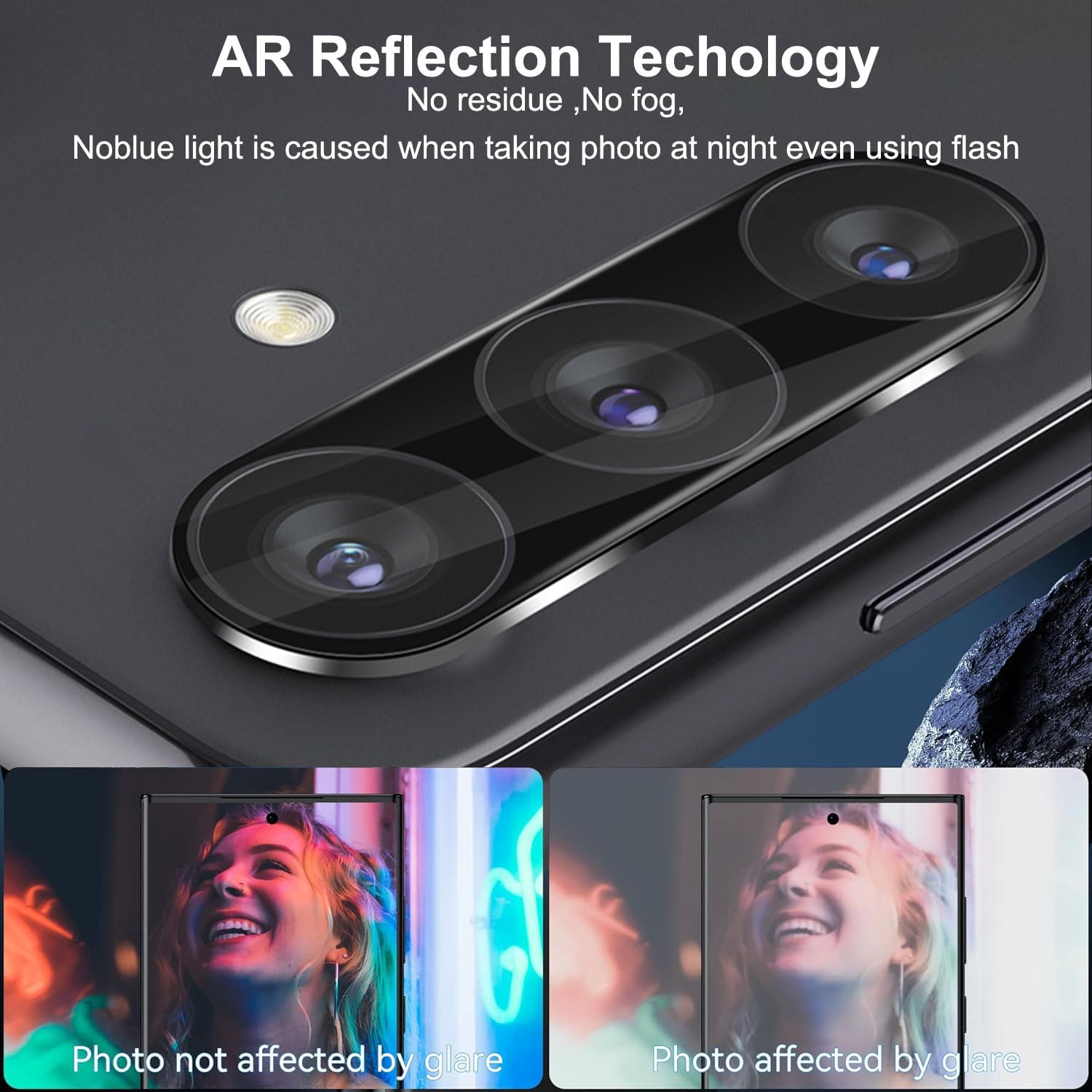 [3 Pcs]-Samsung Galaxy A25 A15 A05S F34 M34 F54 A04S A24 M14 M54 Camera Lens Protector, 9H Hardness, Scratch Resistant, Easy Installation Tempered Glass-Black