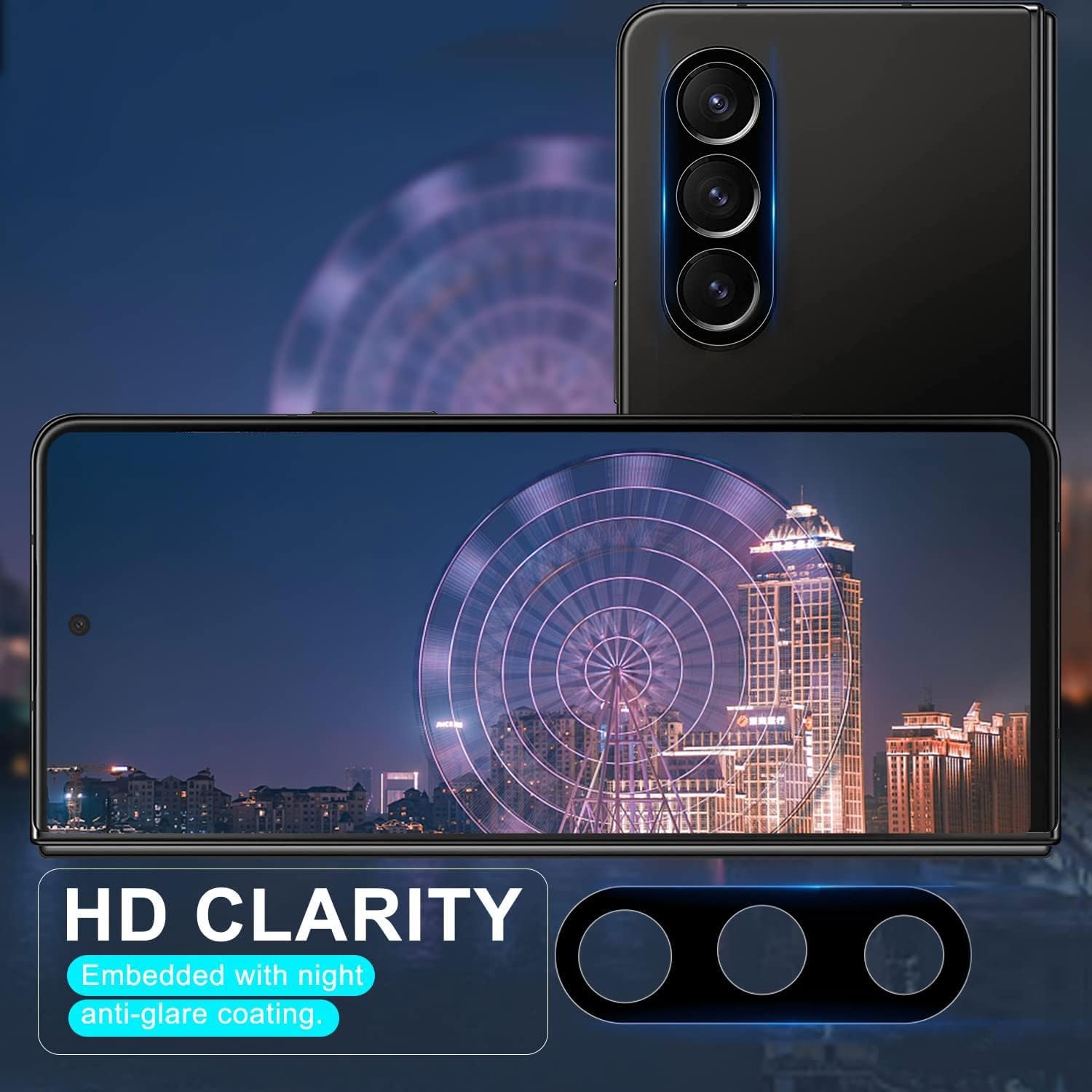 [3 Pcs]-Samsung Galaxy A25 A15 A05S F34 M34 F54 A04S A24 M14 M54 Camera Lens Protector, 9H Hardness, Scratch Resistant, Easy Installation Tempered Glass-Black