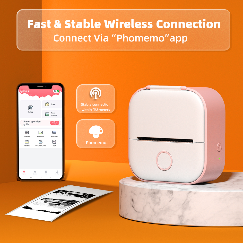 Portable Mini Thermal Printer 203dpi 53mm Printing