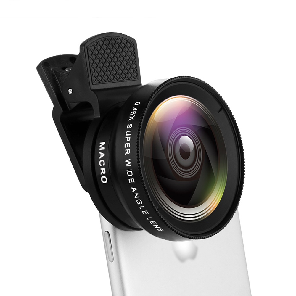 2 Functions Mobile Phone Lens 0.45X Wide Angle Len & 12.5X Macro HD Camera Lens Universal