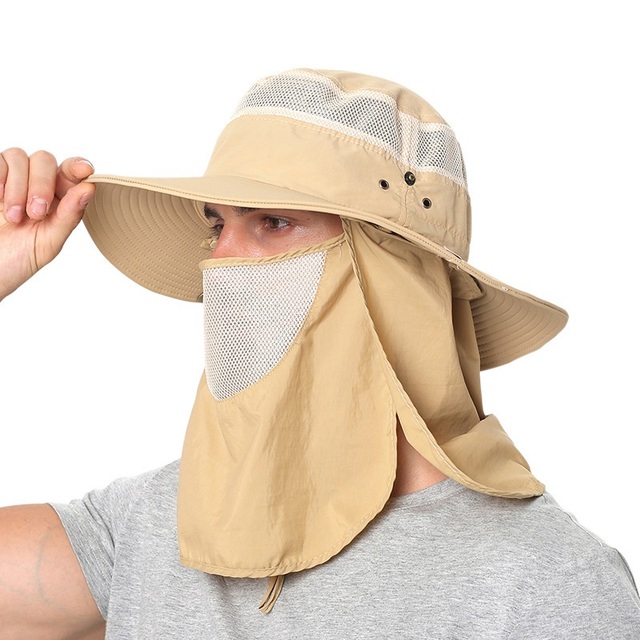 Summer Anti UV Protection Sun Hats For Women Men Waterproof Bucket Hat With Neck Flap Breathable Outdoor Hiking Fishing Hat