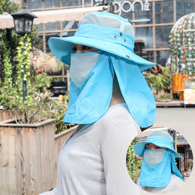Summer Anti UV Protection Sun Hats For Women Men Waterproof Bucket Hat With Neck Flap Breathable Outdoor Hiking Fishing Hat