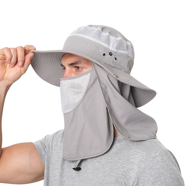 Summer Anti UV Protection Sun Hats For Women Men Waterproof Bucket Hat With Neck Flap Breathable Outdoor Hiking Fishing Hat