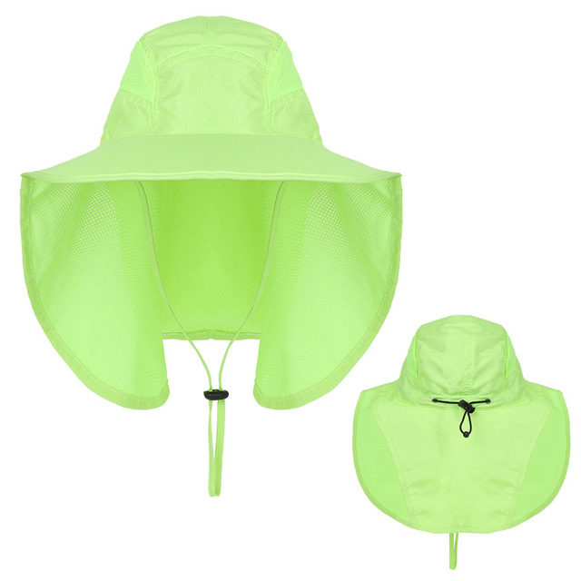 Summer UV Protection Sun Hat For Women Men Breathable Mesh Bucket Hat With Neck Flap Outdoor Wide Brim Hiking Fishing Hats
