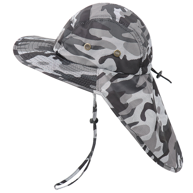 Waterproof Bucket Hat For Men Women Long Wide Brim Boonie Hat With Neck Flap UV Protection Sun Hats Fishing Caps