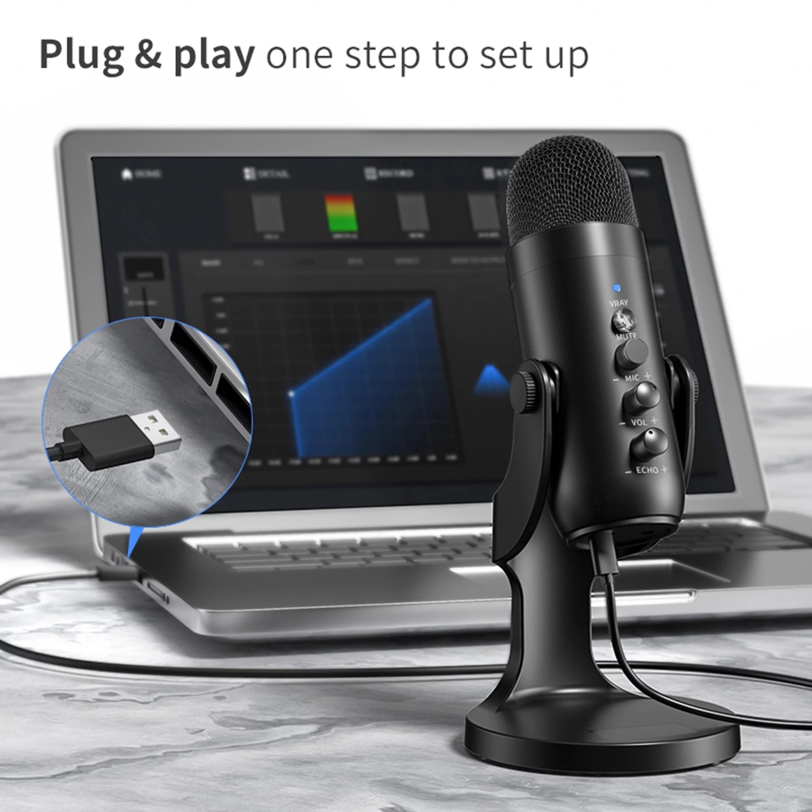 USB Professionnel Condenser Microphone Wired Game Mic Stand FD13892447 Recording Suitable For IPhone Android Laptop PC