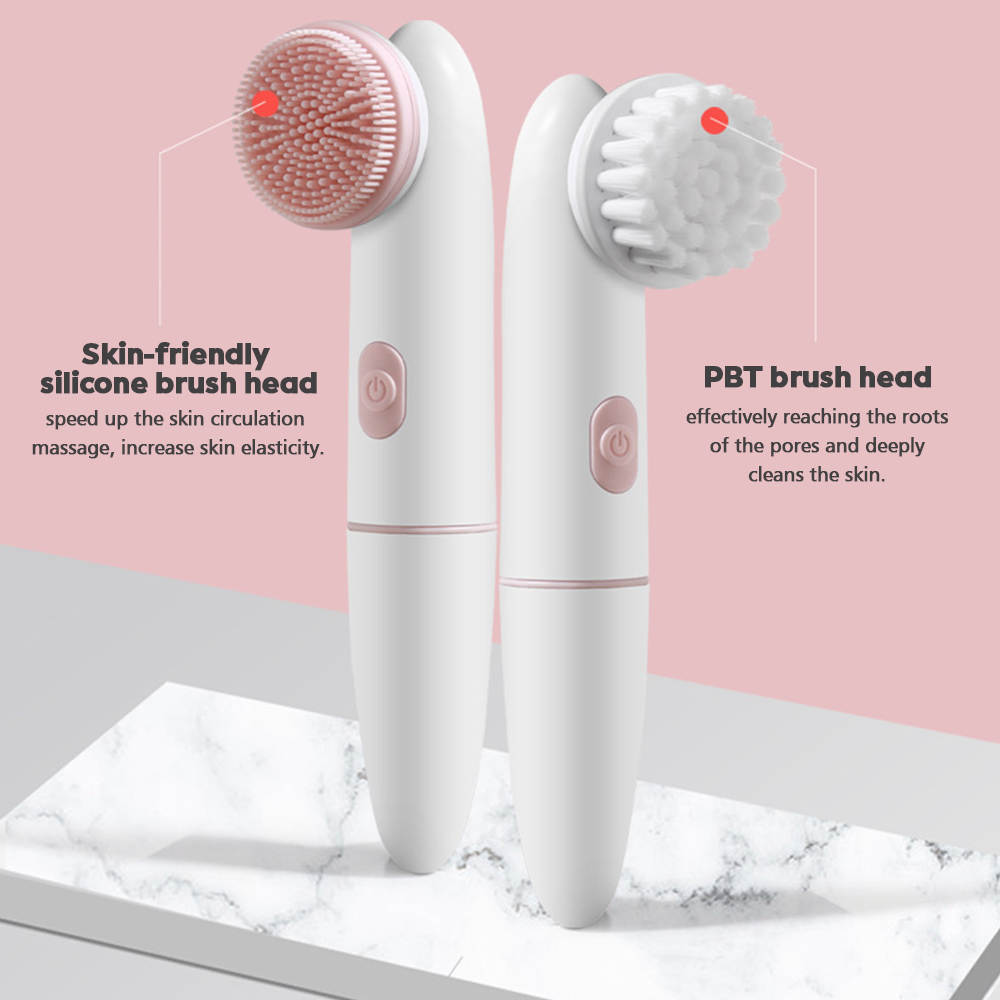 Vibrating Facial Cleanser Brush Battery Powered Waterproof Electric Face Cleaning Brush