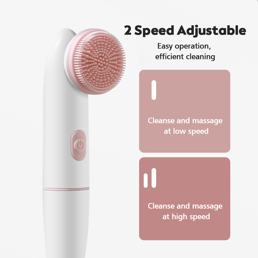 Vibrating Facial Cleanser Brush Battery Powered Waterproof Electric Face Cleaning Brush