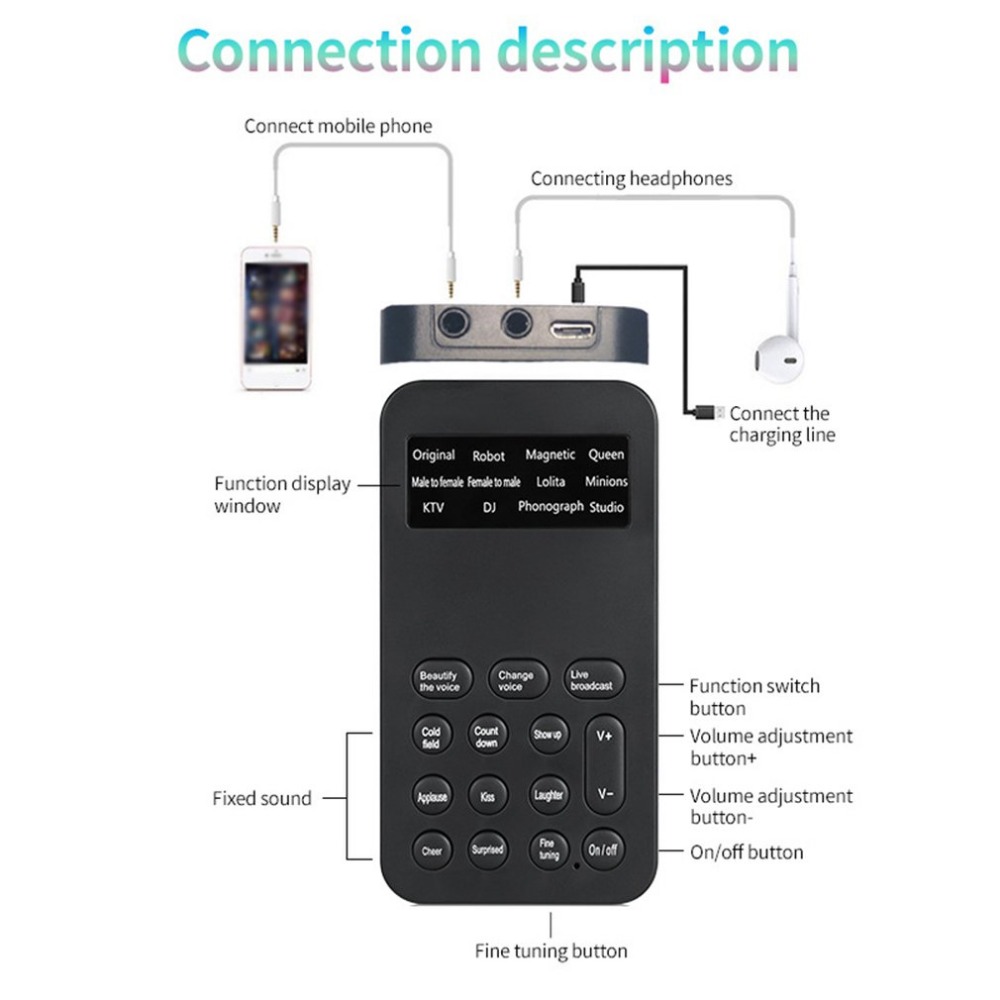 Hot selling professional mini voice changer universal sound card for mobile computer recording games