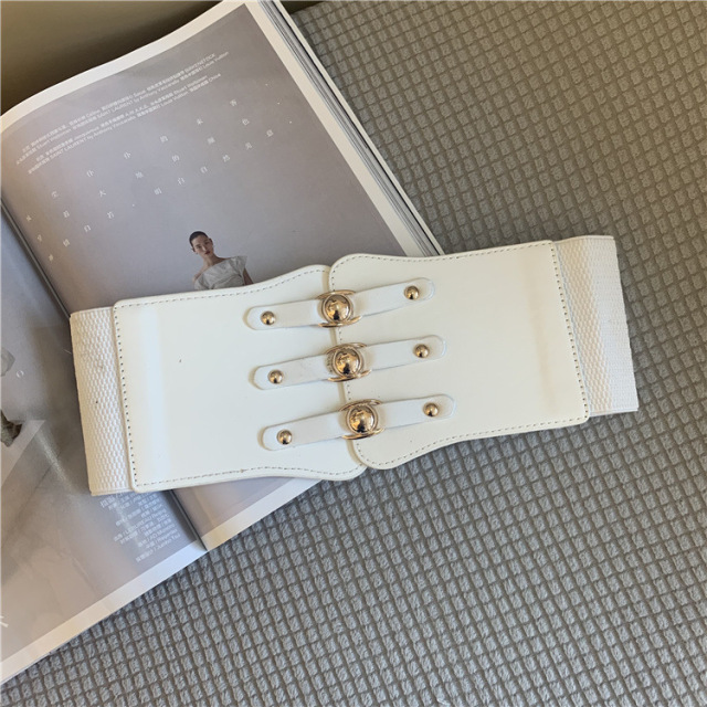 Super Wide Waist Belt for Women PU Leather Slimming Body Ladies Dress Belt Elastic White Black Corset Belt Female Waistband