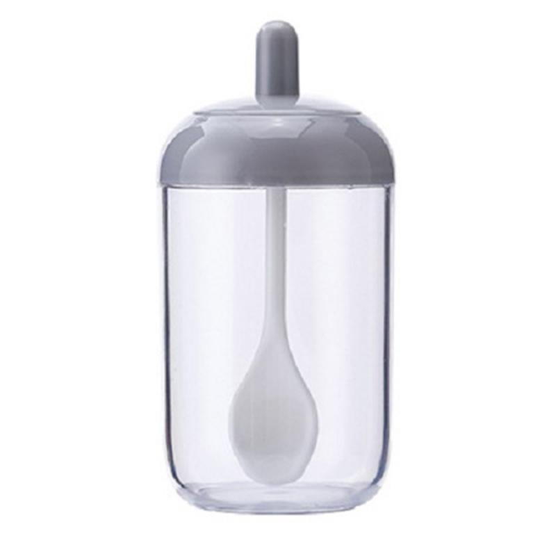 1PC Seasoning Jar Multifunctional Moisture-proof Condiment Bottle With Kitchen Spoon Oil Honey Salt Pepper Sugar DispenserBottle
