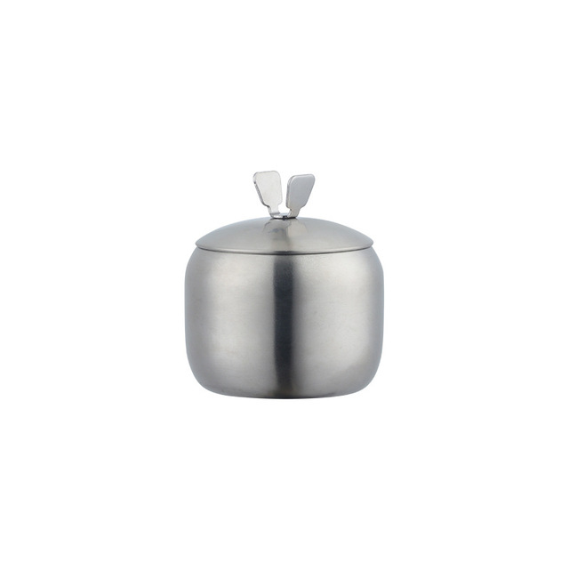 Kitchen Stainless Steel Gold Seasoning Condiment Pot Lovely Design Spice Salt Sugar Container Pepper Jar Tool with Lid and Spoon