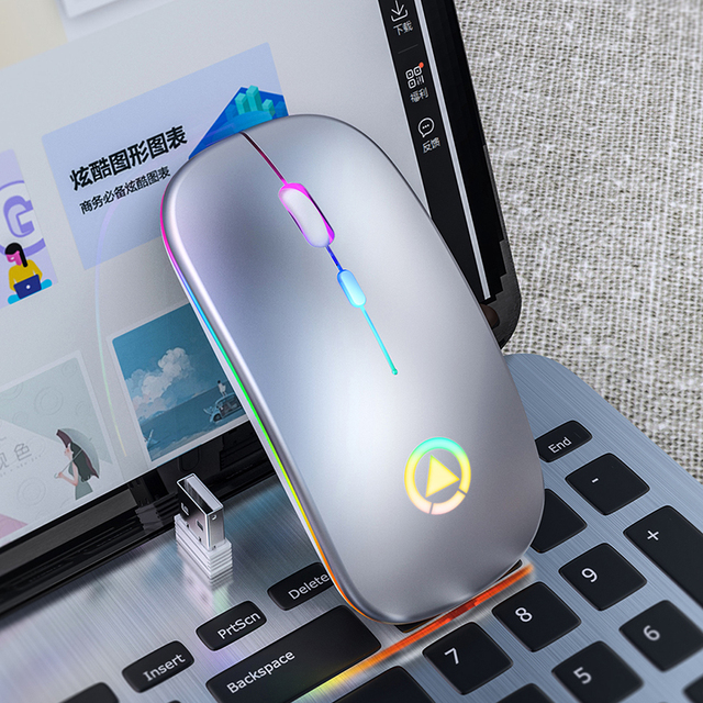LED Backlit Rechargeable Wireless Mouse USB Receiver Ergonomic Optical Gaming Mouse Silent Desktop PC Laptop Mouse
