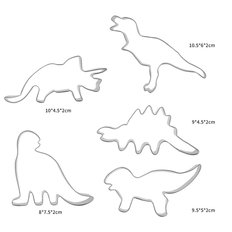kitchen Stainless Steel Dinosaur Shape Cookies Cutters 5 Pcs Set Biscuit cutters moulds Baking Decorating Tools good as Squid game