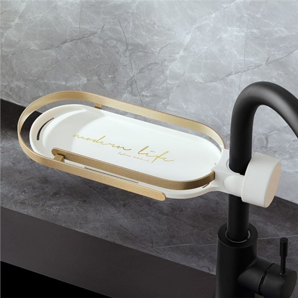 Faucet Storage Rack Bathroom Shower Tray Soap Holder Cleaning Cloth Sponge Hanger Bathroom Shelves Kitchen Accessories