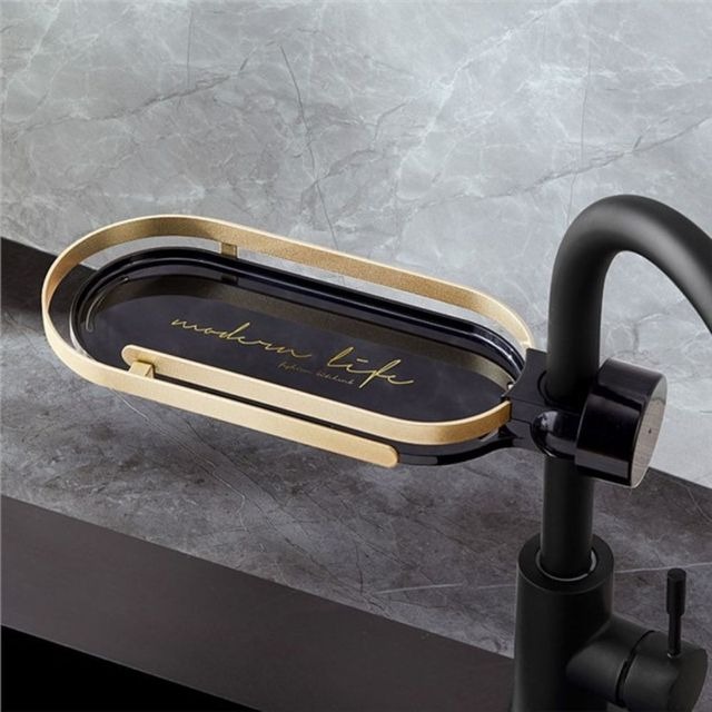 Faucet Storage Rack Bathroom Shower Tray Soap Holder Cleaning Cloth Sponge Hanger Bathroom Shelves Kitchen Accessories