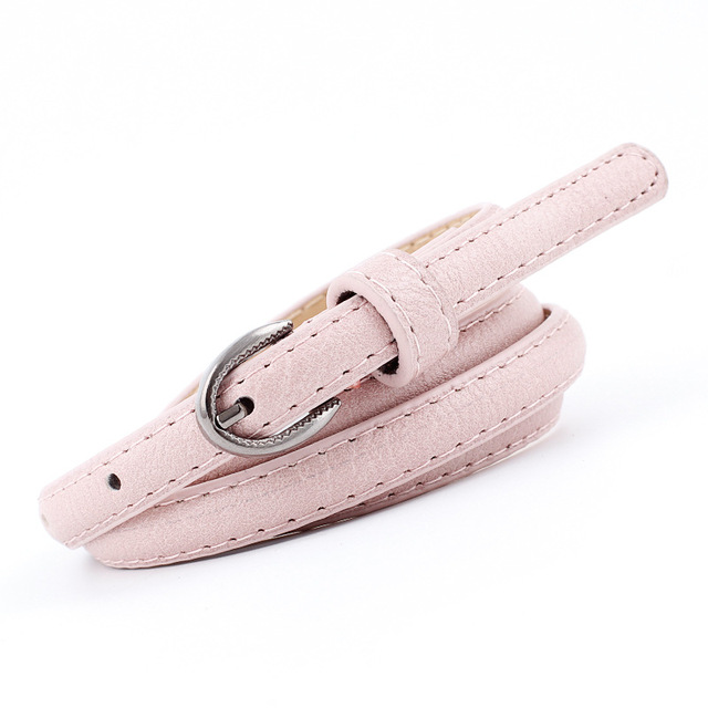 Fashion Womens Casual PU Leather Narrow Thin Buckle Strap Waist Belt Candy Skinny Waistband Belt Women