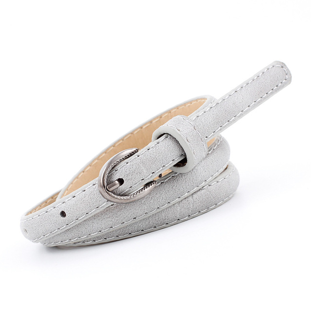 Fashion Womens Casual PU Leather Narrow Thin Buckle Strap Waist Belt Candy Skinny Waistband Belt Women