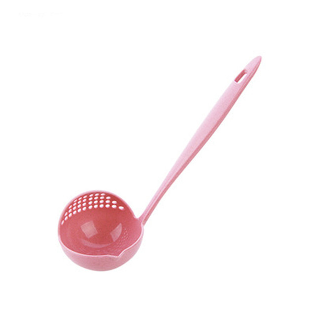 2PCS Long Handle Kitchen Gadgets Strainer Solid Color Cooking Colander Kitchen Scoop Plastic Tableware Colande Kitchen Accessories