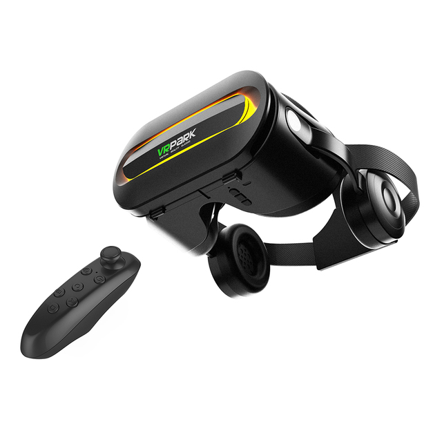 J60 Bluetooth 5.0 3D VR Headset Smart Virtual Reality Glasses Helmet for 4.5-6.7'' Smart Phone Binoculars with Controller