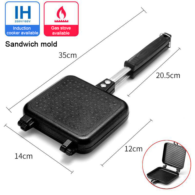 Durable Double Sided Fry Pan Grill Pan For Making Sandwich Bread Waffle Steak Non-stick Baking Pan Kitchen Utensilios