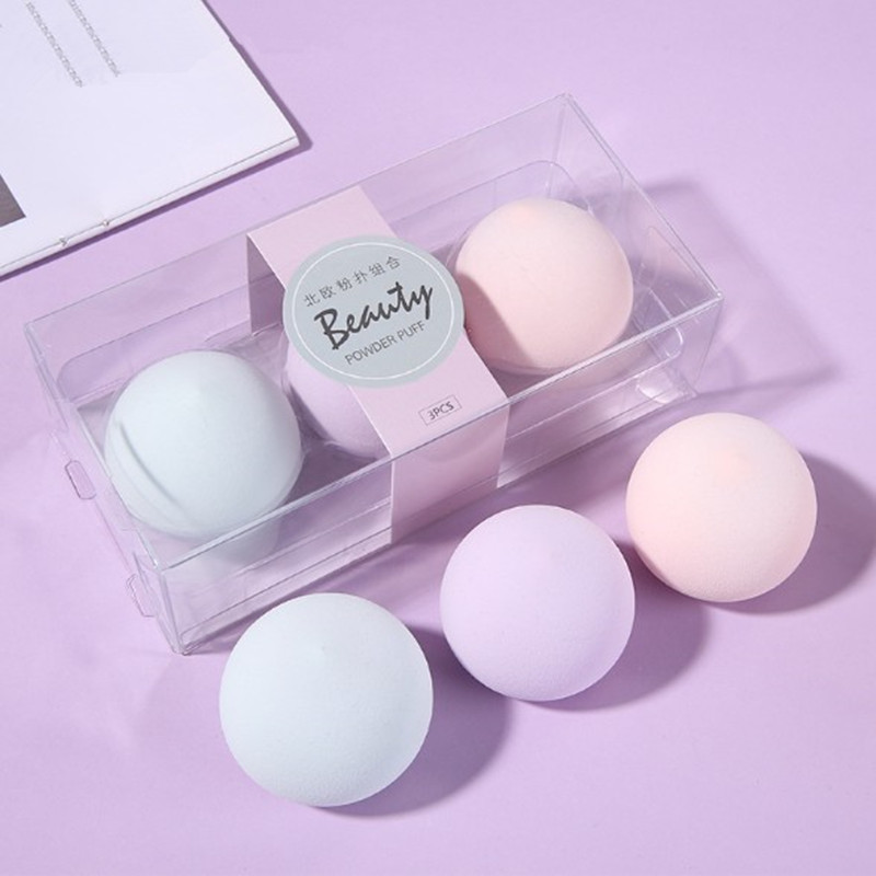 3pcs  Peach Soft Sponge Puff Foundation Cosmetics Blender Puff Wet /Dry Use Beauty Makeup Stuffed Eggs high Elastic Powder