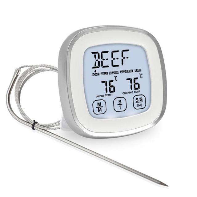Electronic Digital LCD Food Thermometer Probe BBQ Meat Water Oil Cooking Temperature Alarm Cooking Timer Kitchen Cooking Tester