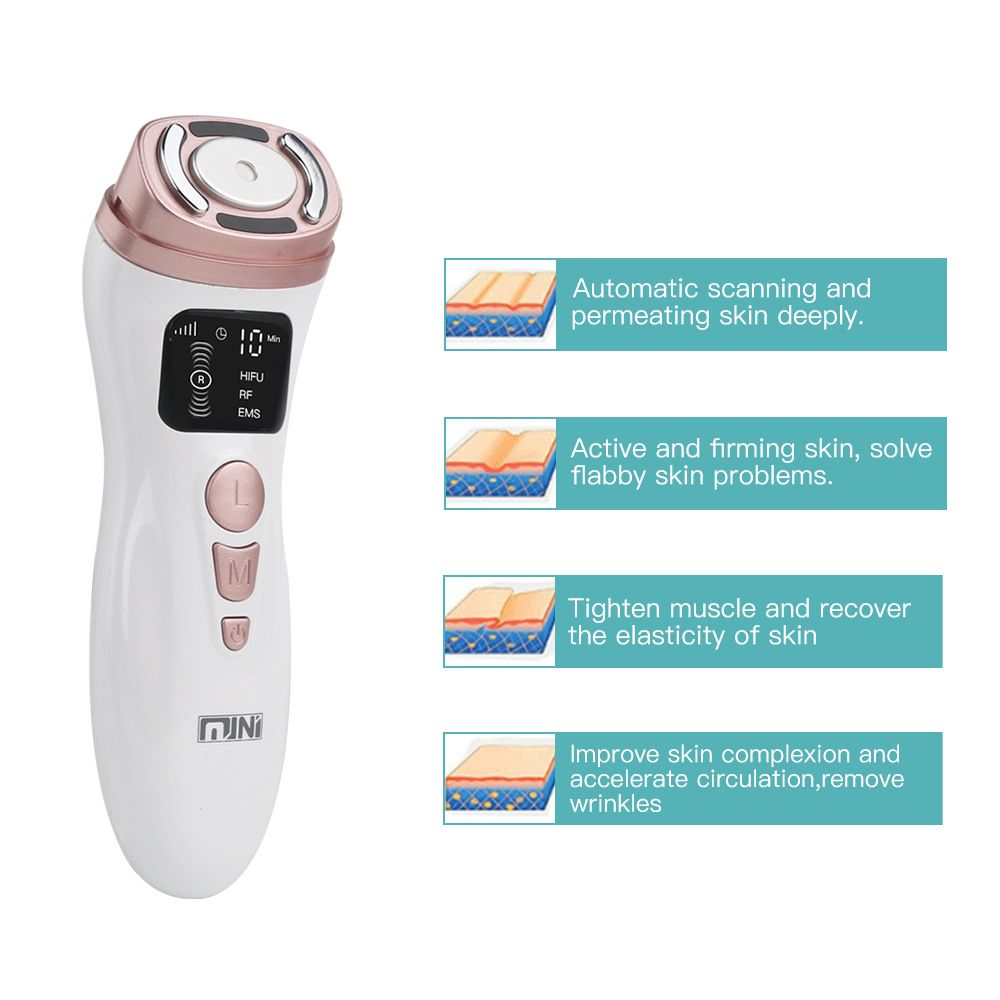Ultrasound Machine RF Radio Frequency Lifting Face Skin Care Massager Anti Wrinkle LED